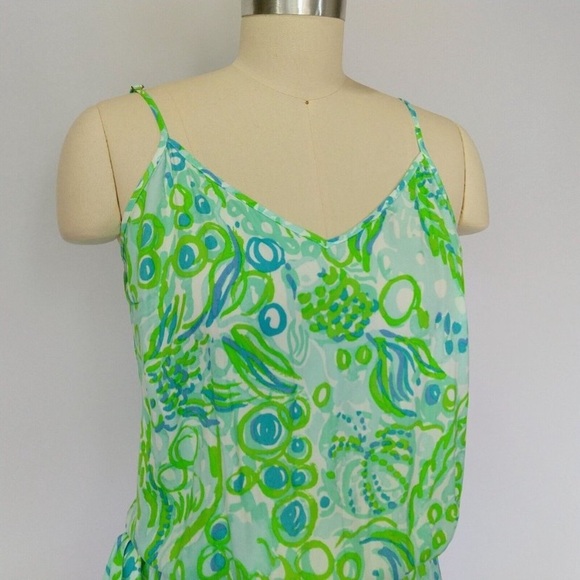 Lilly Pulitzer Deanna Romper XS Any Fins Possible Green and Blue - Picture 4 of 9